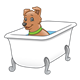 Brown Dog in bathtub