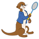 Otter with a blue jacket and a racket