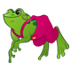 Green Frog with pink overalls