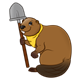 Brown Beaver with a yellow neckerchief and a shovel