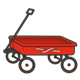 Red Wagon with white design