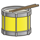 Yellow Drum with drumsticks