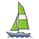 Sailboat with green sail