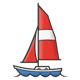 Sailboat with red sail