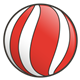 Red Ball with white stripes