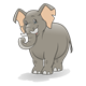 Gray Elephant with tusks and pink ears