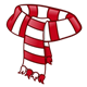 Scarf with red and white stripes