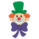 Clown Face with small eyes, green hat and purple bow tie