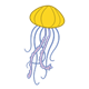 Yellow Jellyfish with purple tentacles