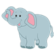 Gray Elephant with pink ears and mouth