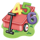 Red Wagon with 4, 5, and 6