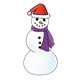 Snowman with a red hat and purple scarf