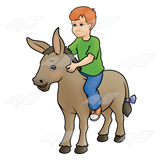 Boy Riding Mule