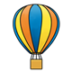 Hot Air Balloon blue, yellow, and orange striped