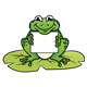 Frog Holding Sign on a lily pad
