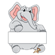 Elephant and Mouse with a blank sign