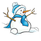 Snowman with a blue hat and scarf