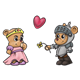 Medieval Bears a princess and a knight with a heart and a flower