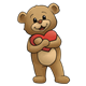 Brown Teddy Bear hugging a red heart