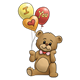 Brown Teddy Bear holding I love you balloons