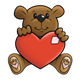 Brown Teddy Bear with a patched red heart