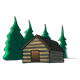 Log Cabin with trees