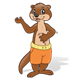 Brown Otter with orange shorts