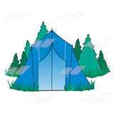 Blue Tent in Forest