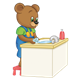 Button Bear washing hands