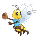 Baseball Bee with a blue shirt, ball and glove