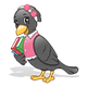 Black Crow with books, a pink shirt, and a bow
