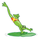 Leaping Frog landing on a lily pad