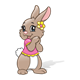 Brown Rabbit with a pink shirt and yellow flower