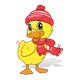 Winter Duck with a red hat and scarf