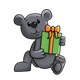 Gray Bear with a green and orange gift