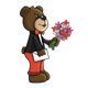 Boy Bear holding flowers and an envelope