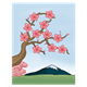 Cherry Blossom Tree with a mountain behind