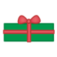 Green Present with red ribbon and bow