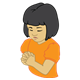 Girl Praying wearing an orange shirt