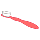 Red Toothbrush with white bristles and a curved handle