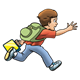 Boy Running with backpack and lunchbox
