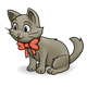 Gray Kitten wearing a red bow