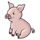 Sitting Pink Pig with a curly tail