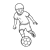Boy Playing Soccer Line PNG