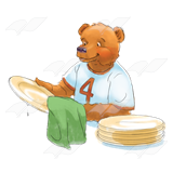 Bear Drying Dishes