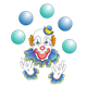 Clown Juggling blue and turquoise balls