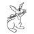 Rabbit with Flute Line PNG