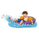 Boy on Inner Tube splashing in water
