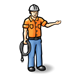 Workman with orange shirt