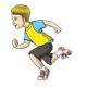 Sprinting Boy in yellow and blue shirt